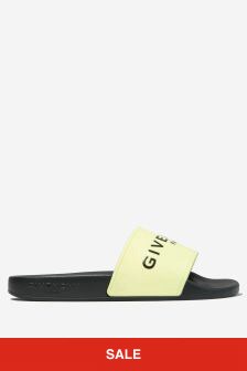 Givenchy Kids Boys Embossed Logo Sliders in Yellow