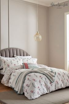 Helena Springfield Raspberry Pink/Teal Blue Ashley Floral Cotton Duvet Cover and Pillowcase Set
