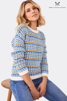 Crew Clothing Company Blue Textured Cotton Jumper
