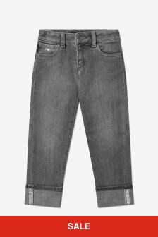 Emporio Armani Boys Cotton Denim Turn Up Jeans