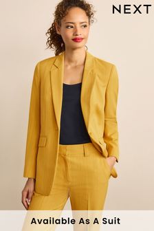 Yellow Textured Single Breasted Blazer Jacket (U35311) | £60