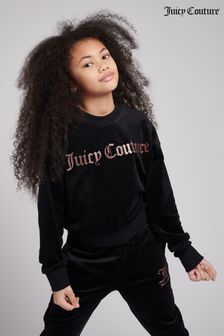 Juicy Couture Black Velour Crew Sweatshirt