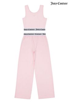 Juicy Couture Pink Elastic Lounge Crop Vest and Wide Leg Pyjamas Set
