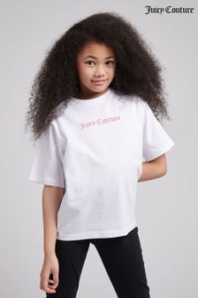 Juicy Couture White Boxy Quarter Sleeve T-Shirt