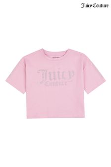 Juicy Couture Pink Diamante Crop Boxy T-Shirt