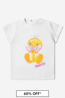 Monnalisa Baby Girls Cotton Jersey Tweety T-Shirt in White