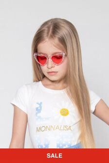 Monnalisa Girls Heart Sunglasses With Case in Ivory