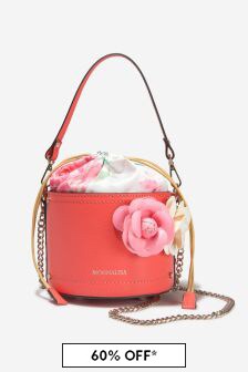 Monnalisa Girls Leather Roses Bag in Pink
