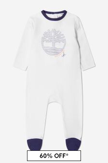 Timberland Baby Boys Organic Cotton Sleepsuit in White