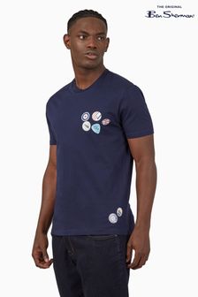Ben Sherman Blue Mod Badge Print T-Shirt