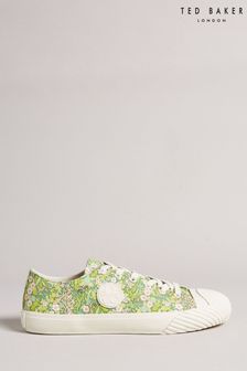 Ted Baker Womens Green Tantan Emerald Flirty Texture Canvas Low-Top Trainers