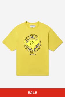 MYAR Boys Cotton Fish Print T-Shirt in Yellow