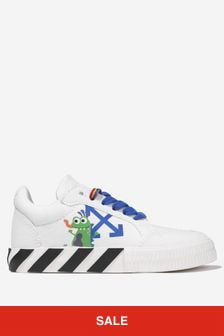 Off White Boys Vulcanized Low Top Monster Trainers in White