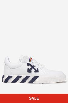 Off White Boys Vulcanized Low Top Lace-Up Trainers in White