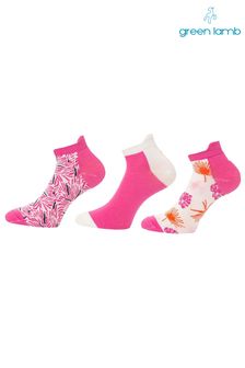 Green Lamb Pink Patterned Socks 3 Pair Pack