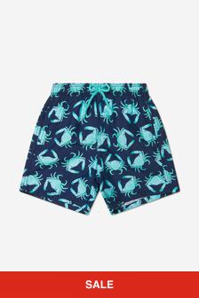 Vilebrequin Boys Crab Print Swim Shorts in Navy