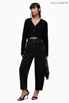 AllSaints Womens Black Hailey Cropped Jeans