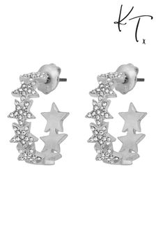 Kate Thornton Silver Tone Delicate Sparkly Star Earrings