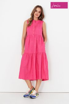 Joules Pink Kaylee Pintuck Button Dress