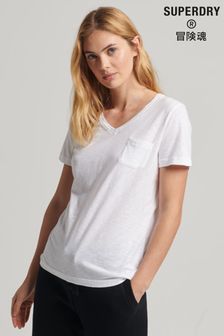 Superdry Organic Cotton Studios White Pocket V-Neck T-Shirt