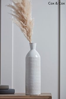 Cox & Cox White Textured Column Vase