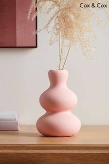 Cox & Cox Pink Earthenware Ripple Vase