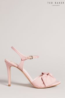 Ted Baker Heevia Dusky Pink Moire Satin Bow 90mm Heeled Sandals