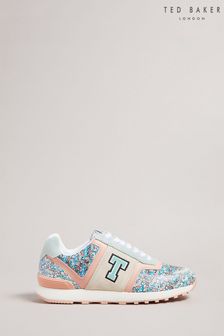 Ted Baker Coral Pink Tynnah Flirty Texture  Retro Trainers