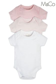 M&Co Pink Short Sleeve Bodysuits Three Pack