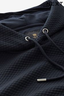Navy Blue Textured Hoodie Smart Premium Top (U41851) | £34