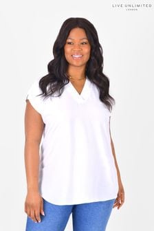 Live Unlimited Curve White Woven Front T-Shirt