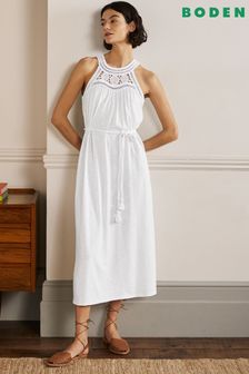 Boden Anais White Jersey Midi Dress