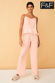 F&F Coral Pink Cheesecloth Pyjama Set