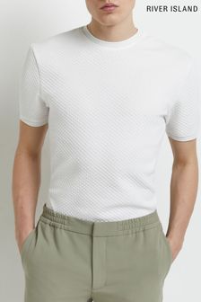 River Island White Slim Quilt T-Shirt