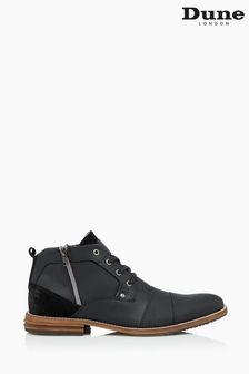 Dune London Capitals Black Casual Zip Detail Lace Up Boots