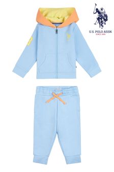 U.S. Polo Assn. Blue Player Track Suit Zip Thru Hoodie and Jog Set