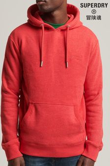 SUPERDRY Red Organic Cotton Vintage Logo Embroidered Hoodie
