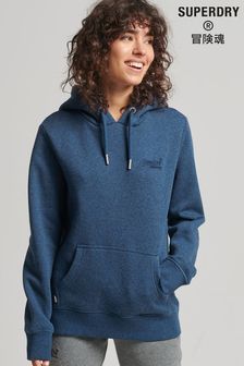 SUPERDRY Blue Organic Cotton Vintage Logo Embroidered Hoodie
