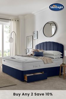 Silentnight Mirapocket 2000 Geltex Pillowtop 2 Drawer Luxury Velvet Divan Bed Set - Maritime Blue