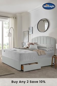 Silentnight Mirapocket 2800 Geltex 2 Drawer Luxury Velvet Divan Bed Set - Silver