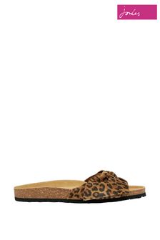 Joules Animal Bayside Leather Bow Sliders