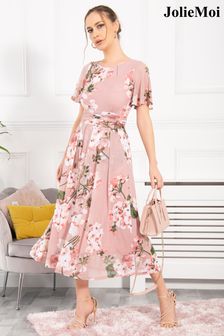 Jolie Moi Pink Julita Mesh Maxi Dress