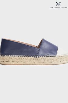 Crew Clothing Company Navy Blue Leather Espadrilles
