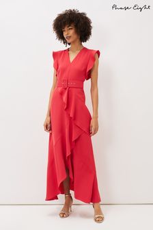 Phase Eight Pink Phoebe Frill Belted Maxi Dress (U44271) | £160