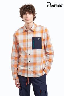 Penfield Orange Straight Hem Nylon Zip Pocket Shirt
