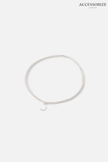 Accessorize Silver Tone Stretch Moon Bracelet