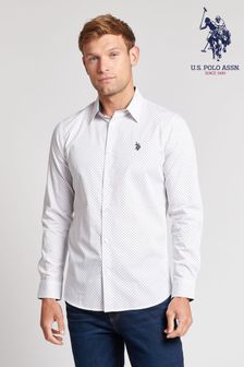 U.S. Polo Assn. White Formal Micro Print Shirt