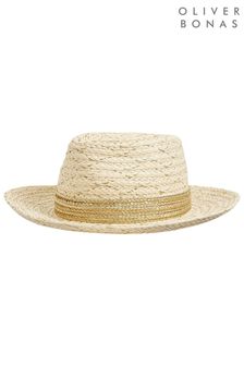 Oliver Bonas Gold Glam Trim Straw Hat