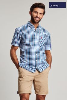 Joules Blue Wilson Short Sleeve Classic Fit Check Shirt