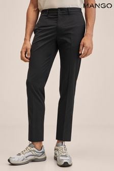 Mango Black Slim Fit Stretch Suit Trousers